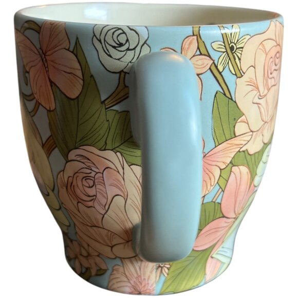 DISNEY Enchanted Beauty Mug Belle Retired Collectible Ceramic Pastel Floral - Picture 6 of 16